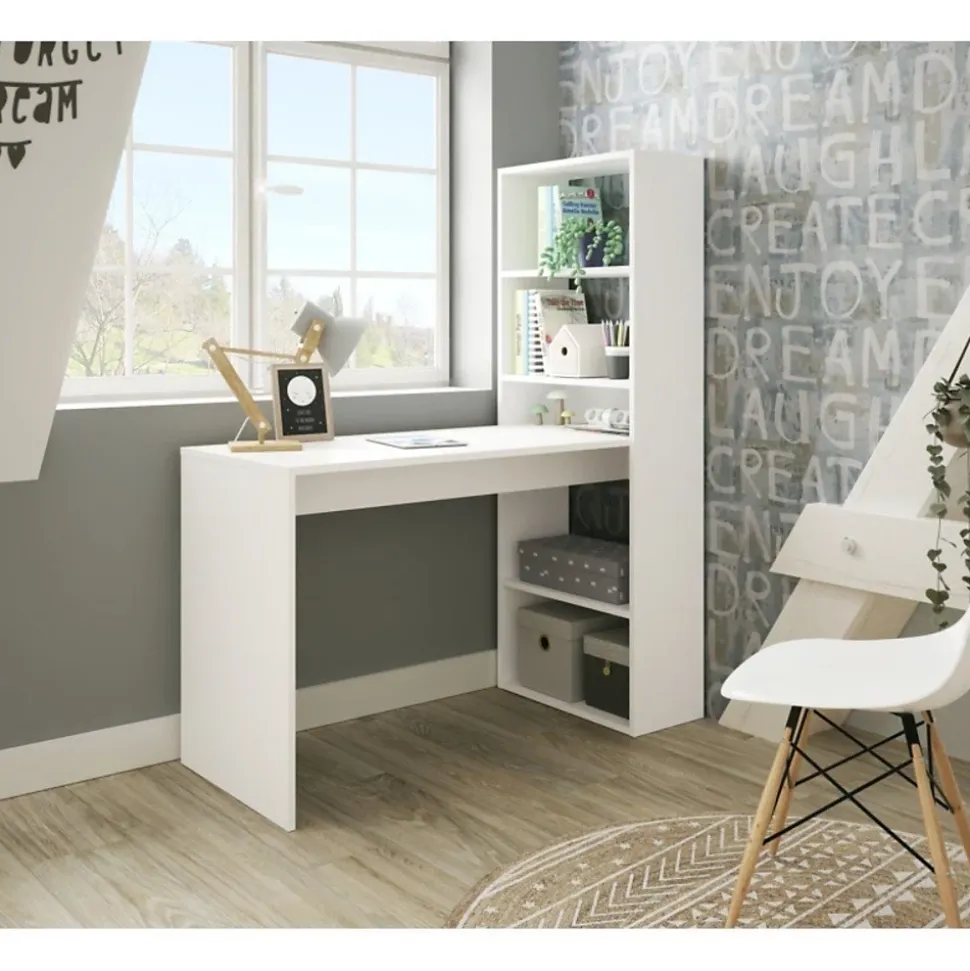 Bureau réversible avec étagère de rangement - L120 cm