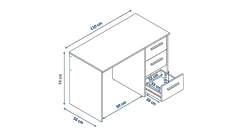 Bureau SAME 3 tiroirs 110x56x74 cm hêtre TALESA