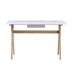Bureau scandinave blanc et effet bois l. 120 cm Homesight Mobox