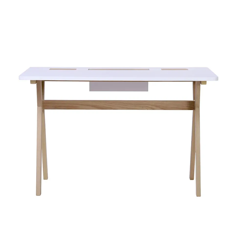 Bureau scandinave blanc et effet bois l. 120 cm Homesight Mobox