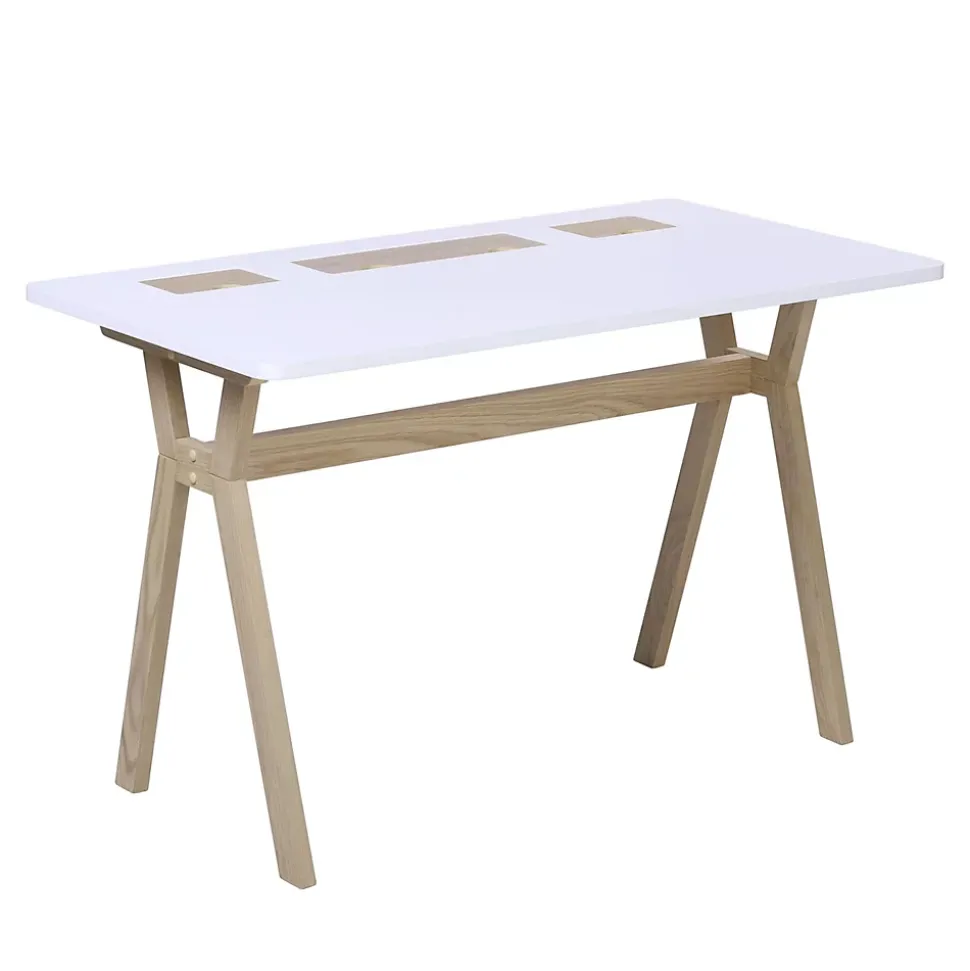 Bureau scandinave blanc et effet bois l. 120 cm Homesight Mobox