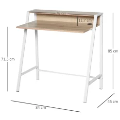 Bureau secrétaire bureau informatique dim. 84L x 45l x 85H cm style néo-rétro étagère coloris chêne clair blanc
