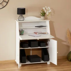 Bureau secrétaire DAVID, lasuré blanc
