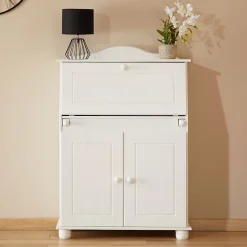 Bureau secrétaire DAVID, lasuré blanc