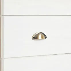 Bureau secrétaire GOMES avec 3 tiroirs en pin massif lasuré blanc