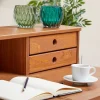 Bureau secrétaire MILANO en pin massif avec 4 tiroirs et 1 niche lasuré brun foncé