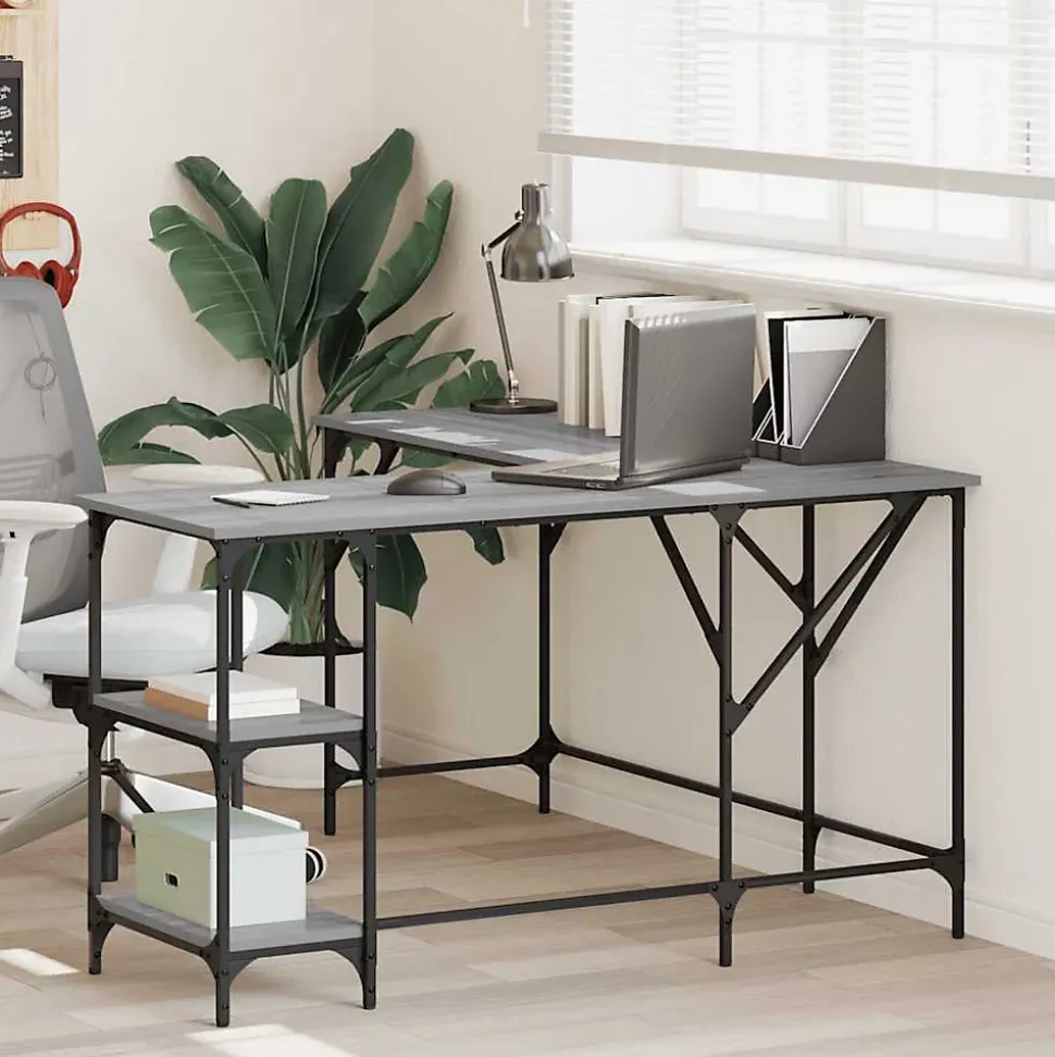 Bureau sonoma gris 139x139x75 cm bois d'ingénierie vidaXL