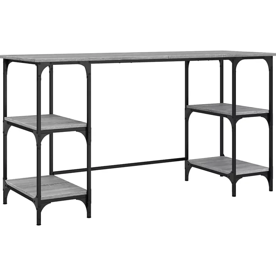 Bureau sonoma gris 140x50x75 cm métal et bois d'ingénierie vidaXL