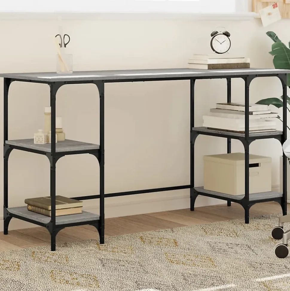 Bureau sonoma gris 140x50x75 cm métal et bois d'ingénierie vidaXL