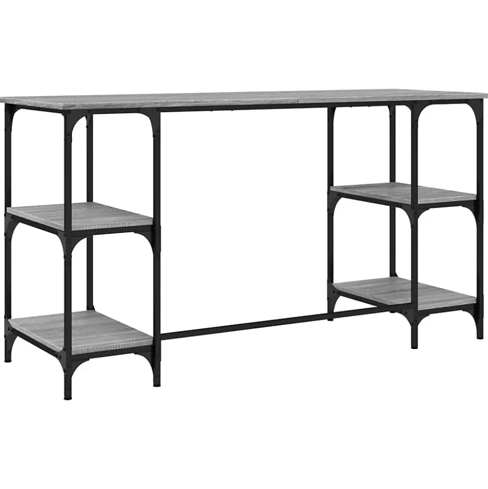 Bureau sonoma gris 140x50x75 cm métal et bois d'ingénierie vidaXL