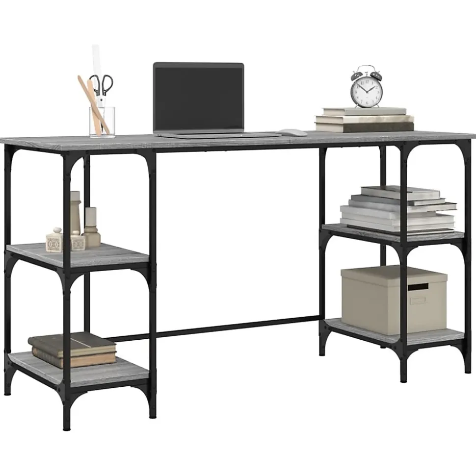 Bureau sonoma gris 140x50x75 cm métal et bois d'ingénierie vidaXL
