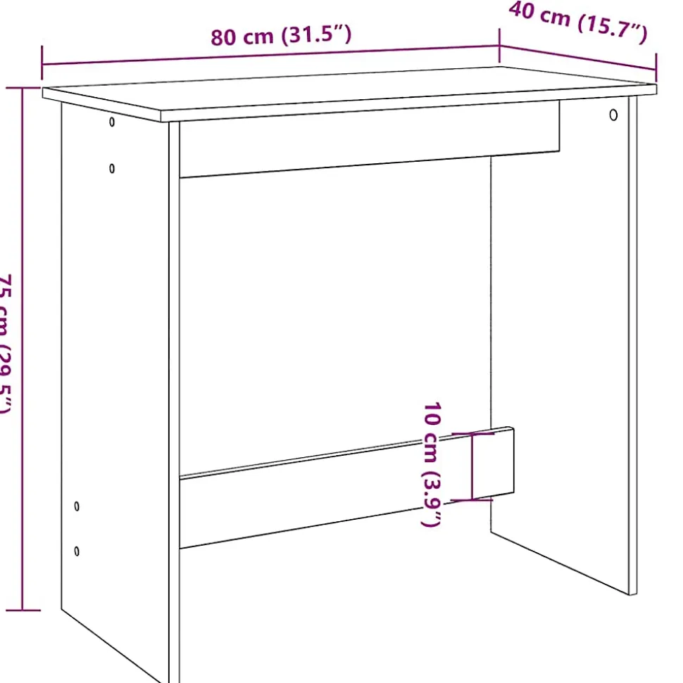 Bureau sonoma gris 80x40x75 cm bois d'ingénierie vidaXL