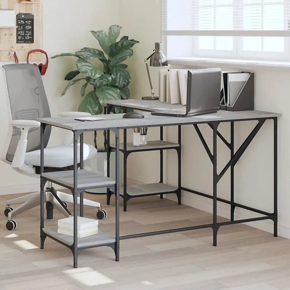 Bureau sonoma gris 139x139x75 cm bois d'ingénierie vidaXL