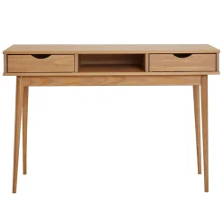 Bureau STEFANO en pin massif avec 2 tiroirs et 1 niche lasuré brun