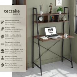 Bureau Style industriel 3 Compartiments de rangement
