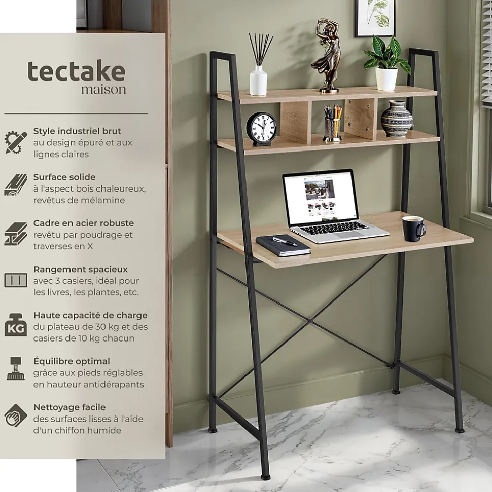 Bureau Style industriel 3 Compartiments de rangement