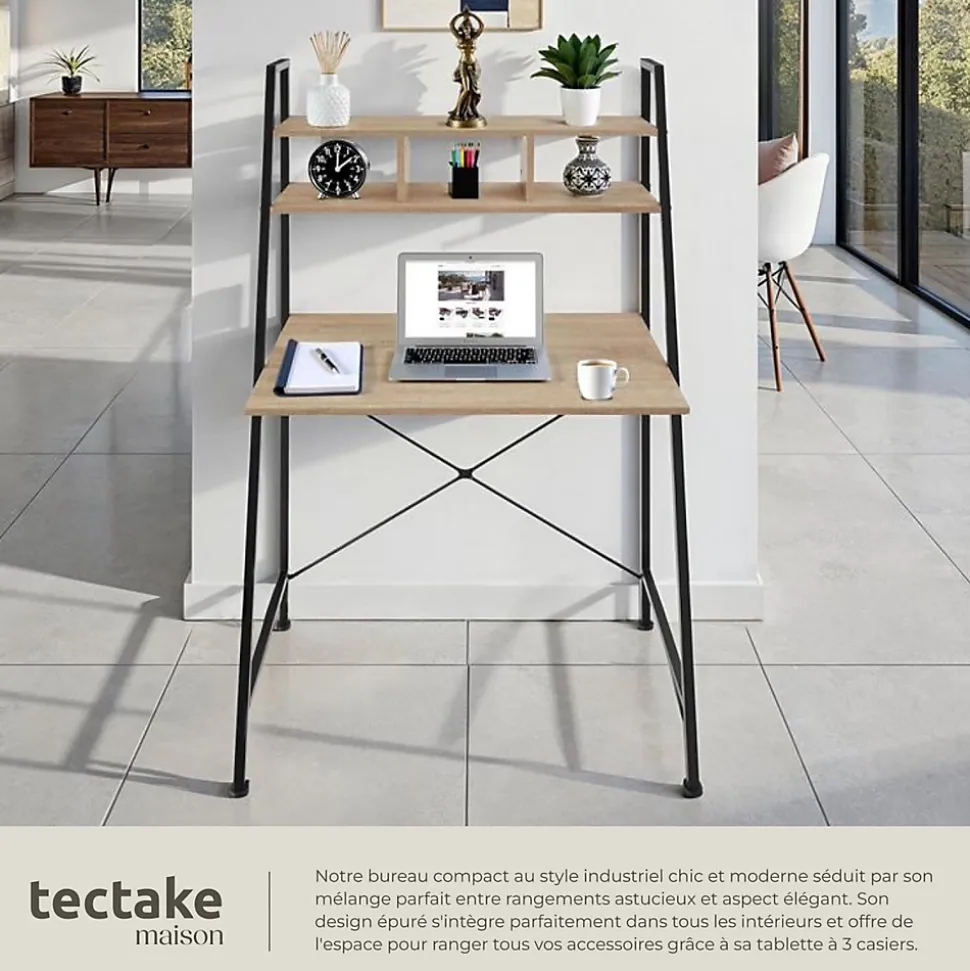 Bureau Style industriel 3 Compartiments de rangement