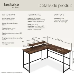 Bureau Style industriel avec Fixation du moniteur coulissant