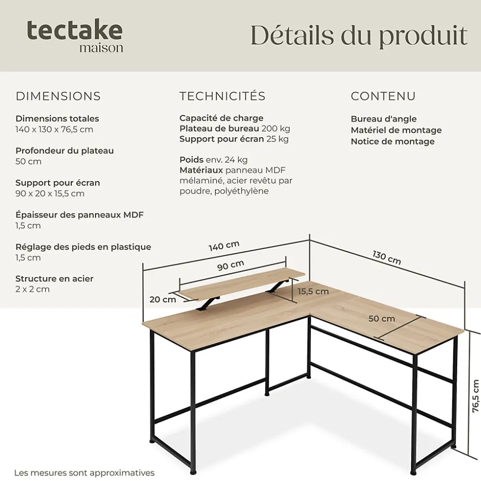 Bureau Style industriel avec Fixation du moniteur coulissant