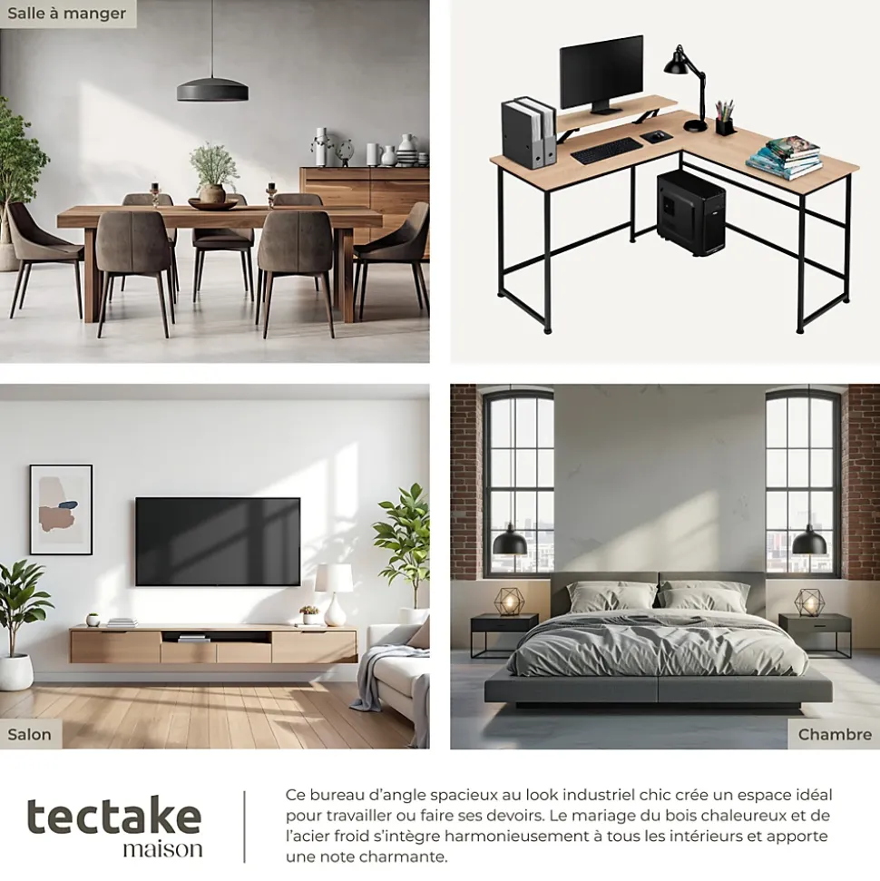 Bureau Style industriel avec Fixation du moniteur coulissant