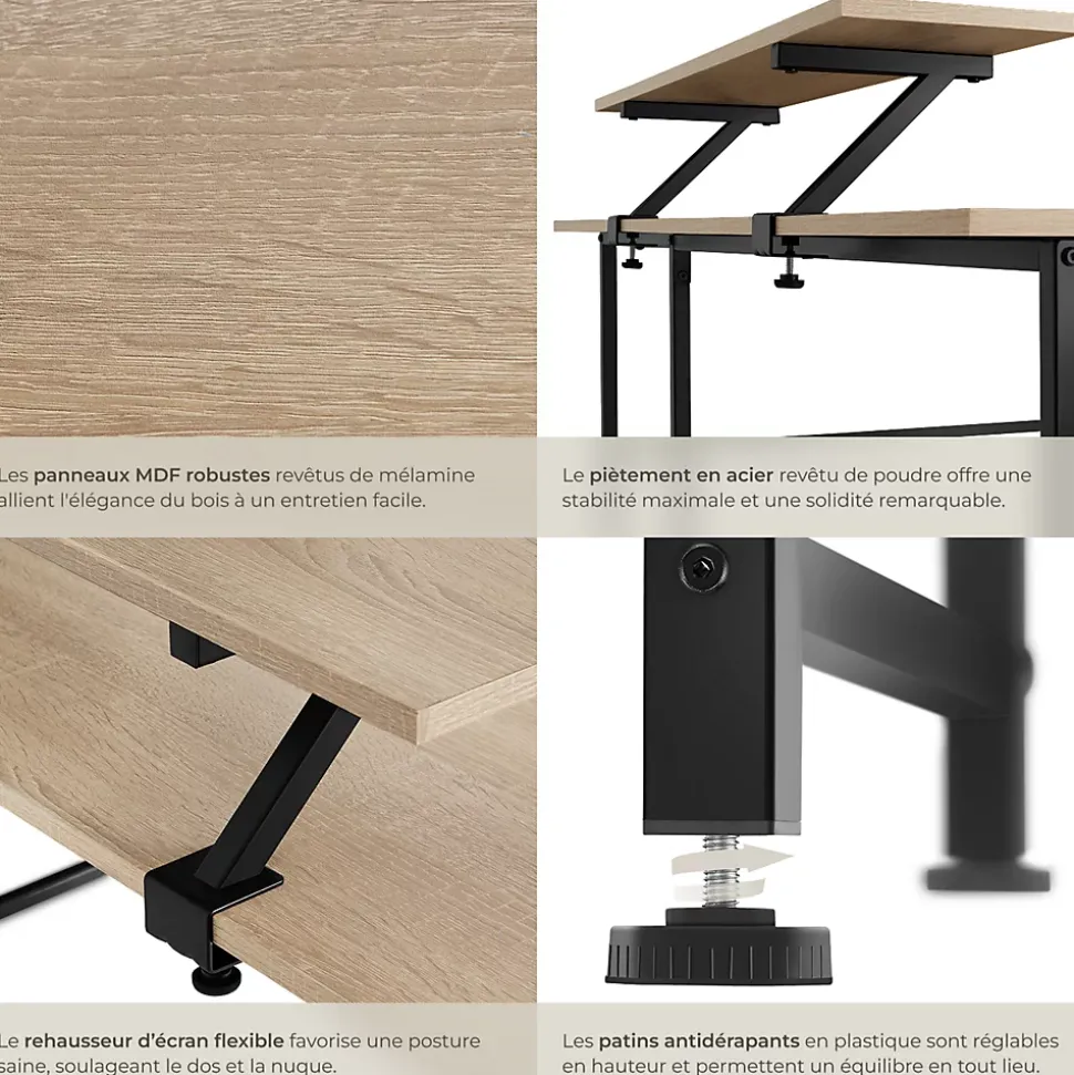 Bureau Style industriel avec Fixation du moniteur coulissant