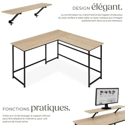 Bureau Style industriel avec Fixation du moniteur coulissant