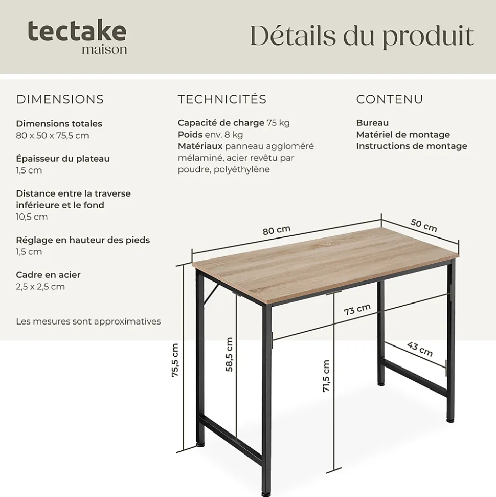 Bureau Style industriel Grand espace pour les jambes