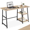 Bureau Style industriel Étagère latérale avec 2 compartiments de stockage