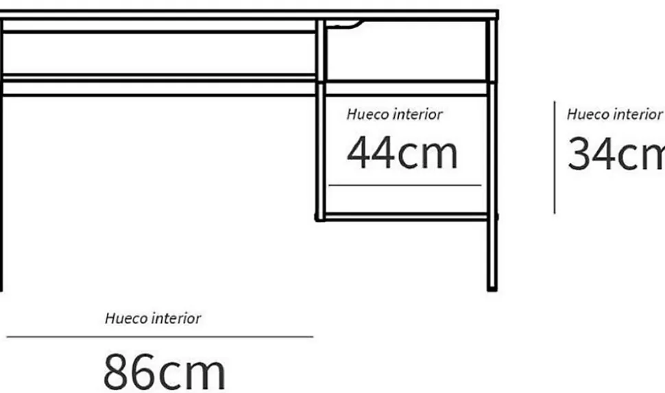 Bureau, table de travail en aggloméré finition chêne avec pieds en métal blanc - Longueur 137.5 x Profondeur 58 x Hauteur 76 cm