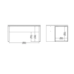 Bureau Timothee, Pupitre polyvalent, Table de bureau pour PC, Plan de travail, 60x0 h76 cm, Chêne et Gris