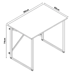Bureau Tjeldsund 74 x 90 x 60 cm effet chêne anthracite en.casa