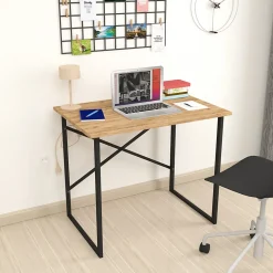 Bureau Tjeldsund 74 x 90 x 60 cm effet chêne anthracite en.casa