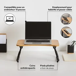 Bureau transportable Athome avec pieds pliable 48x20,5cm - Marron- 5five