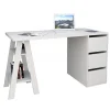 Bureau Tréteau 3 Tiroirs Blanc SELF - L 135 x l 60 x H 75 cm