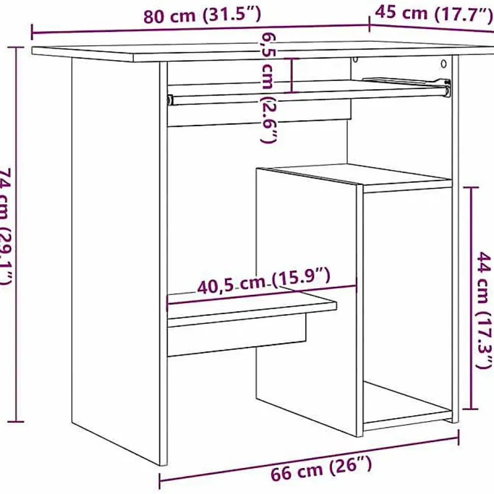 Bureau vieux bois 80x45x74 cm bois d'ingénierie vidaXL