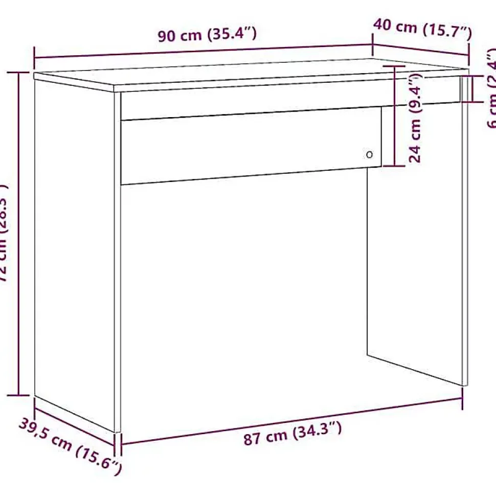 Bureau vieux bois 90x40x72 cm bois d'ingénierie vidaXL