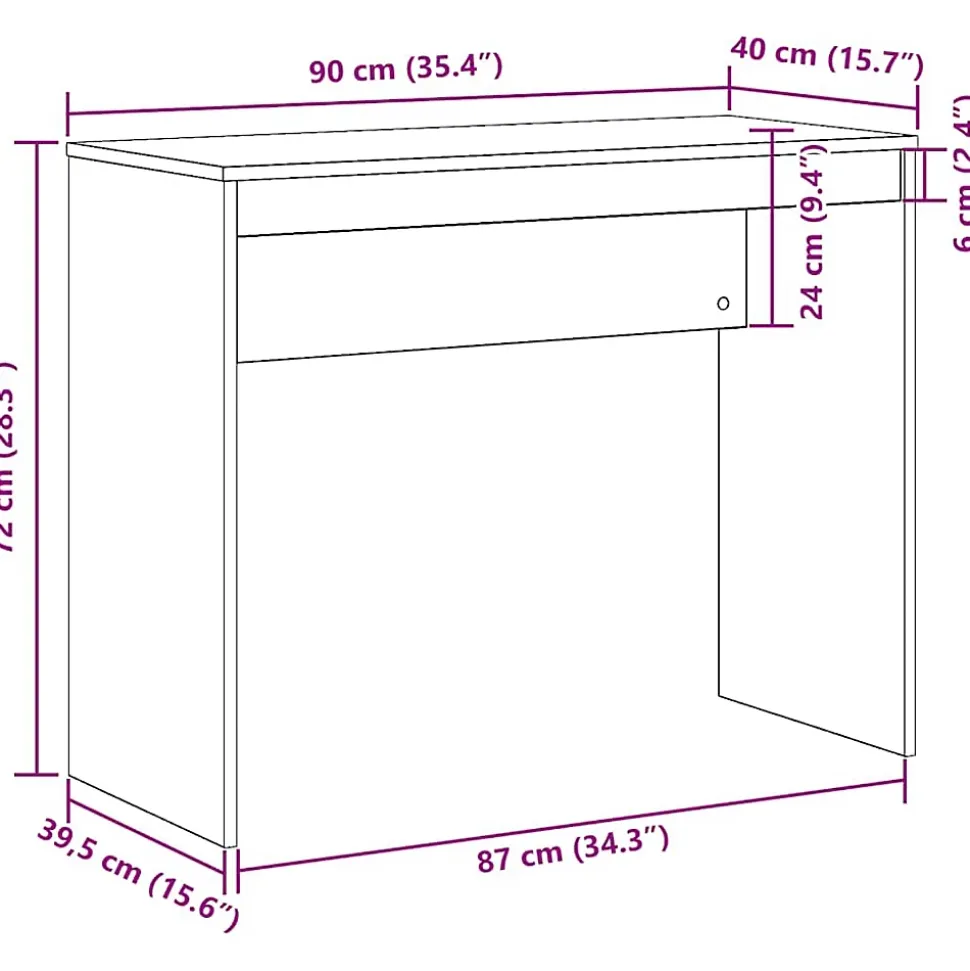 Bureau vieux bois 90x40x72 cm bois d'ingénierie vidaXL