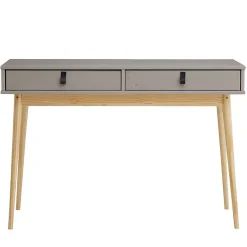 Bureau WANDA avec 2 tiroirs, en pin massif - Coloris gris et naturel