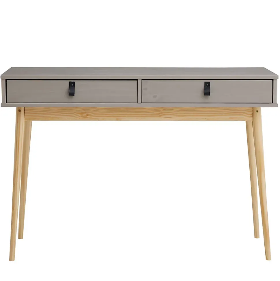 Bureau WANDA avec 2 tiroirs, en pin massif - Coloris gris et naturel