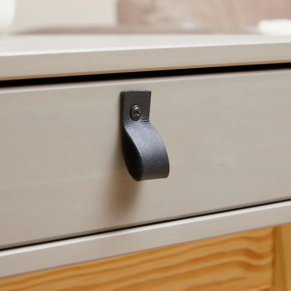Bureau WANDA avec 2 tiroirs, en pin massif - Coloris gris et naturel