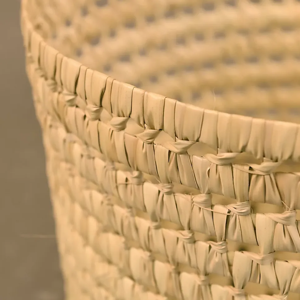 Cache pot feuilles de palmier (15 cm - Naturel)