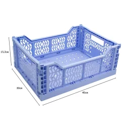 Cagette plastique recyclé pliable bleu taille M