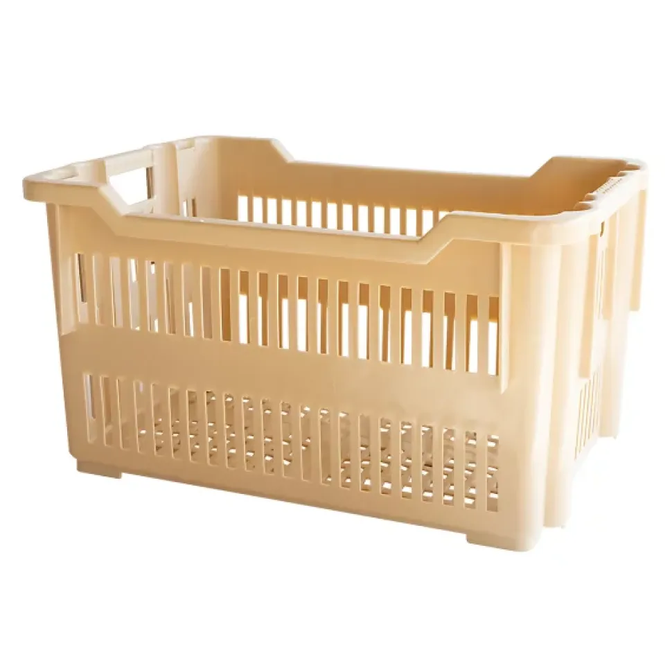 Caisse à viennoiseries ajourée empilable emboîtable 565 x 380 x 320 mm - 43 L - beige
