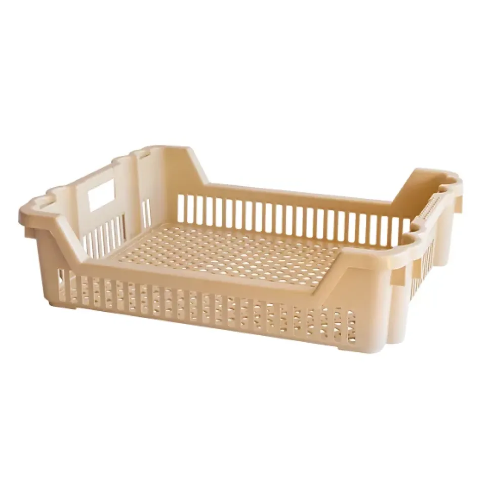 Caisse à viennoiseries ajourée empilable emboîtable 610 x 500 x 155 mm - 33 L - beige