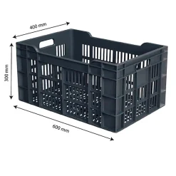 Caisse ajourée 600 x 400 x 300 mm 60 L - gris