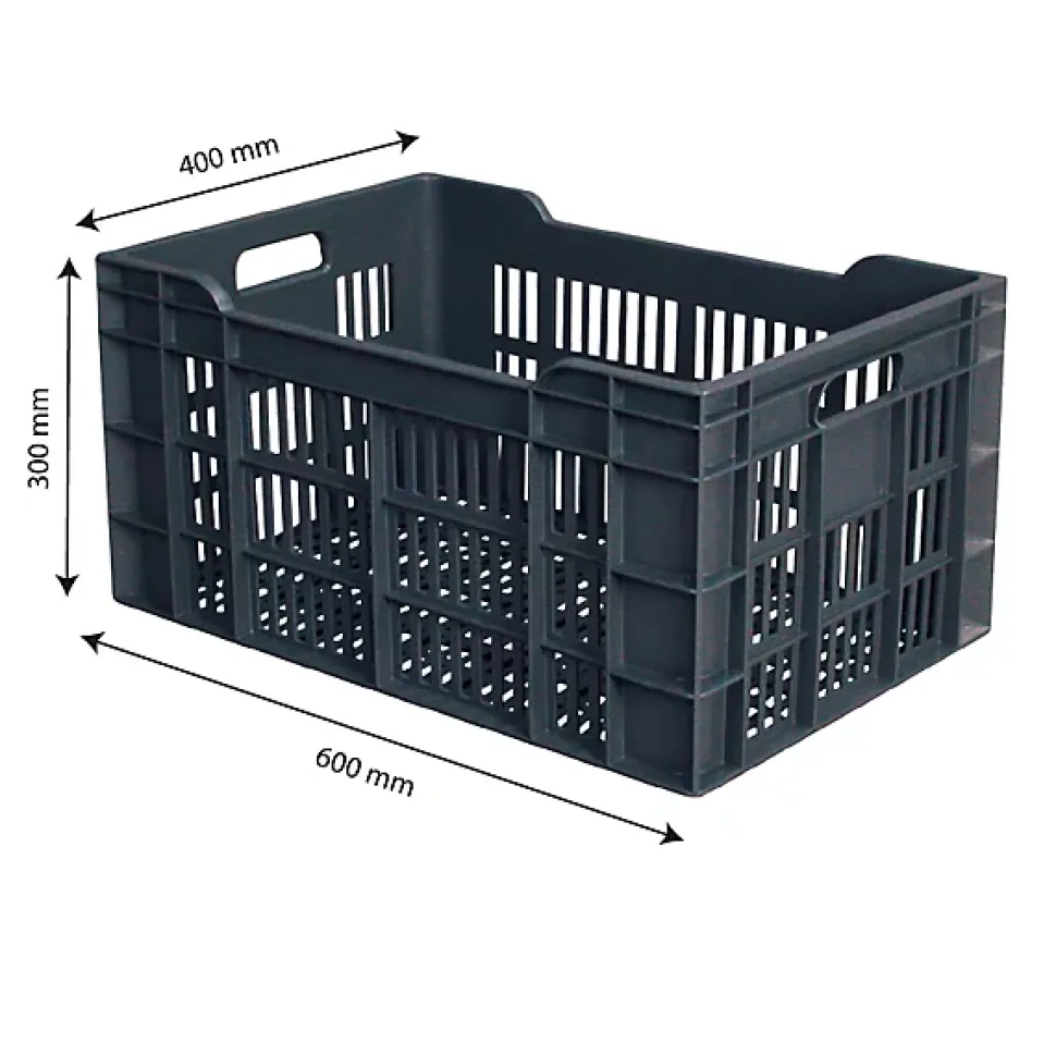 Caisse ajourée 600 x 400 x 300 mm 60 L - gris