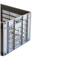 Caisse ajourée avec poignées empilable 500 x 400 x 330 mm - 48 L - gris