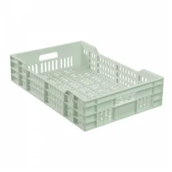 Caisse ajourée avec poignées empilable 600 X 400 25 L - vert amande