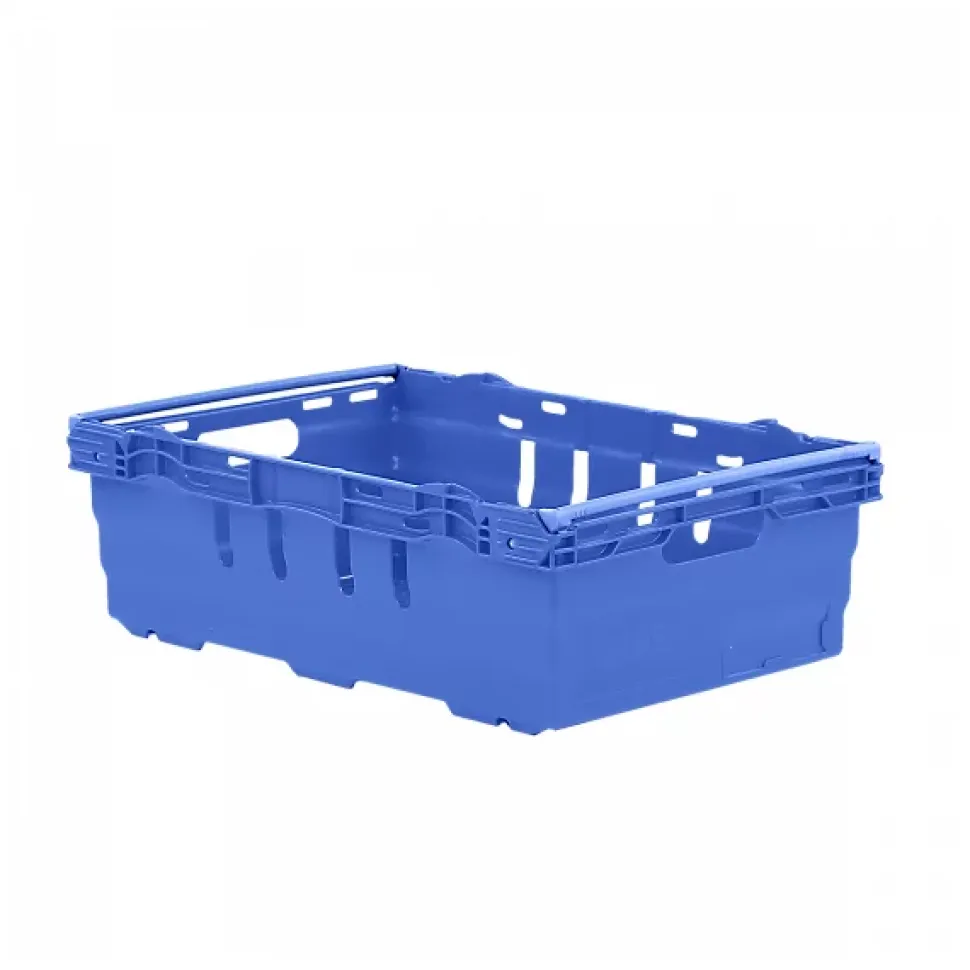 Caisse ajourée emboîtable, empilable sur barres 600x400 35 L bleu