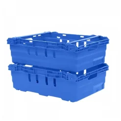 Caisse ajourée emboîtable, empilable sur barres 600x400 35 L bleu